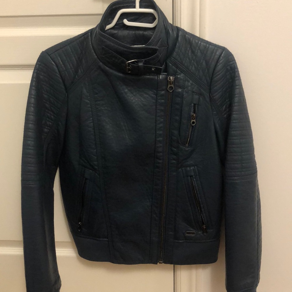 GUESS Dark Green Leather Jacket